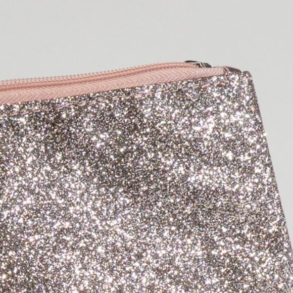 Macy's Clear PVC Metallic Pink Tote Bag with Glittered Inner Zipped Pouch - Picture 5 of 5